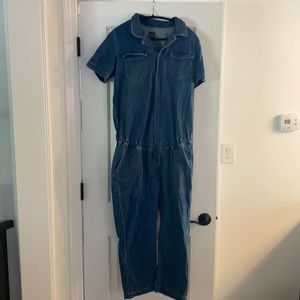 Maternity Gab Denim Jumpsuit
